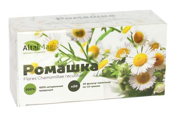 Изображение товара Ромашка цветки АлтайМаг, 20 пакетиков Ромашка цветки АлтайМаг, 20 пакетиков фотография